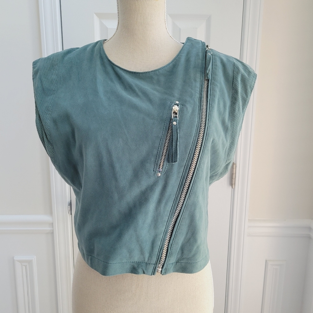 Iro‎ Suede Moto Asymmetrical Zip Front Vest - Picture 2 of 14